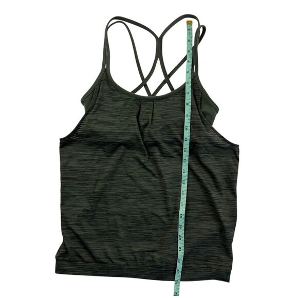 Athleta Energize Tank Top Green Heather Shadow Stripe Women XXS Built-In Bra - Picture 12 of 12